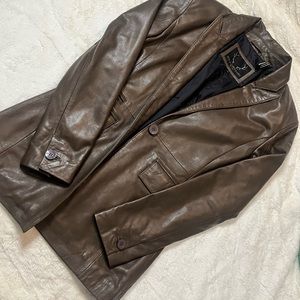 Brown Leather Blazer